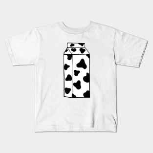 BLACK Cow Spot Milk Carton Kids T-Shirt